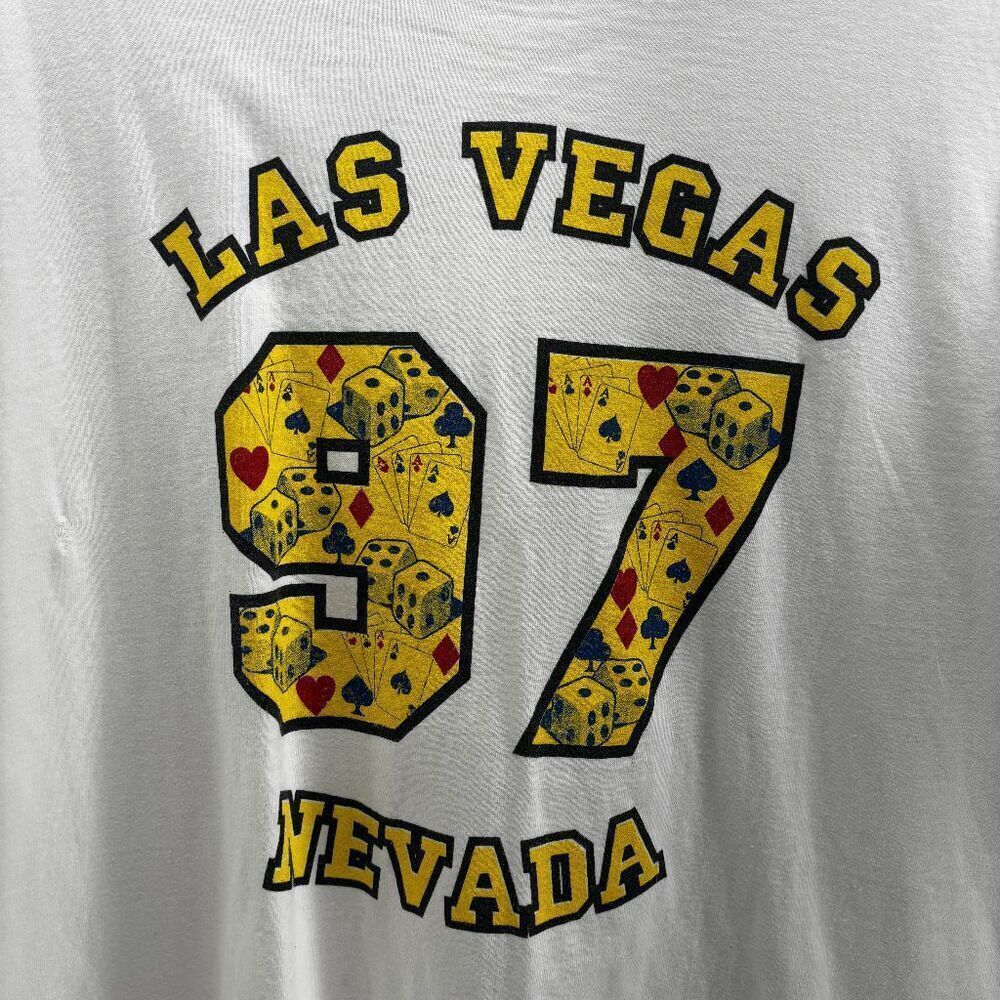 Vintage 90s 97 Cards & Dice Las Vegas Graphic T-Shirt Mens‎ XL White READ